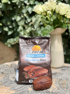 Bezlepkové čokoládové madeleines s kakaovou náplňou, 200g